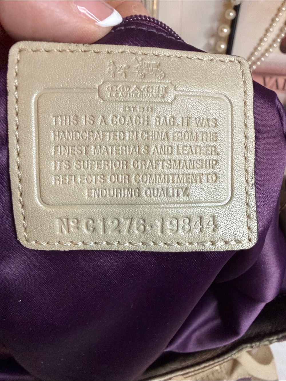 Coach Op Art Glam C1276-19844 Purple Satin Lined Metallic Bronze Shoulder Bag - Picture 6 of 12